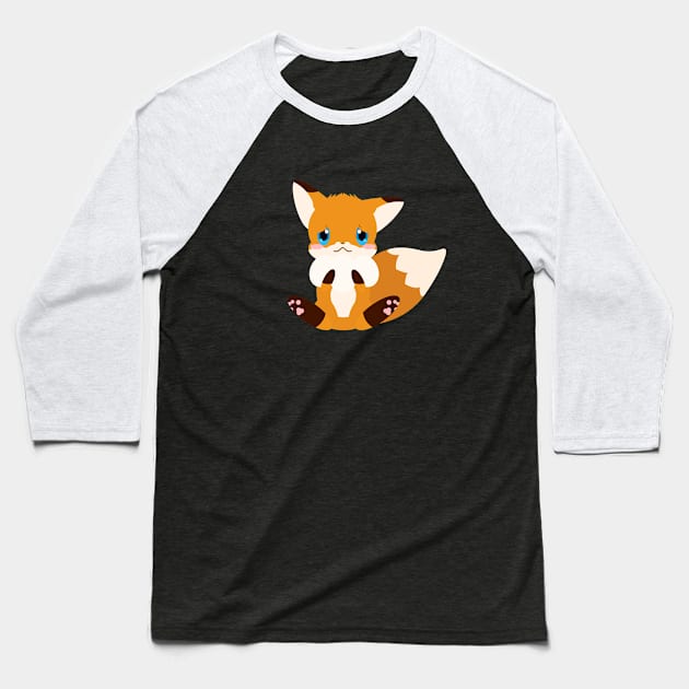 Shy Little Red Fox Baseball T-Shirt by Kirion